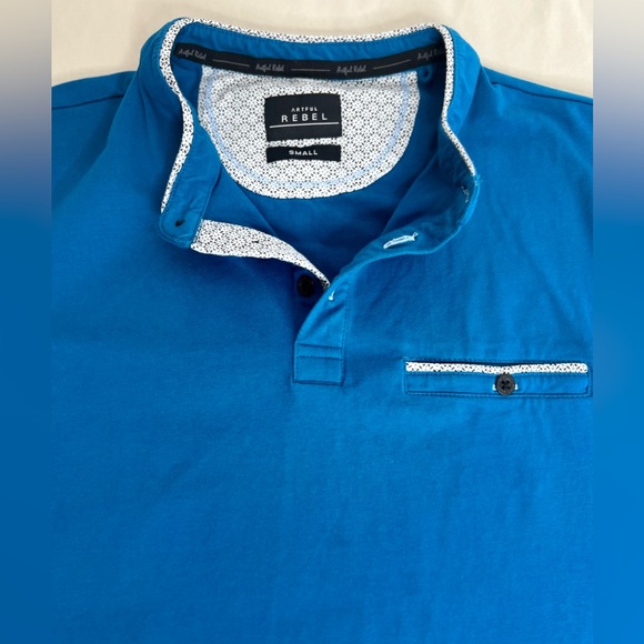 Artful Rebel Mens Shirt  Short Sleeve Cotton /Spandex  Size Small Blue - Picture 6 of 6